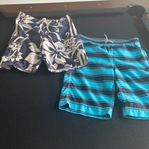 GapKids & old navy trunks -  w/flowers is a 10-12 large & striped is a 14-16 XXL